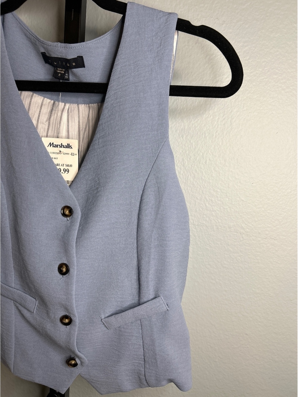 Tuliee Women's Light Blue Button Front Vest Size 8